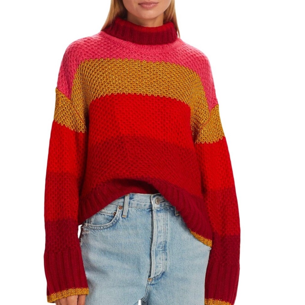 Farm Rio Shiny Stripes Knit Sweaternwt